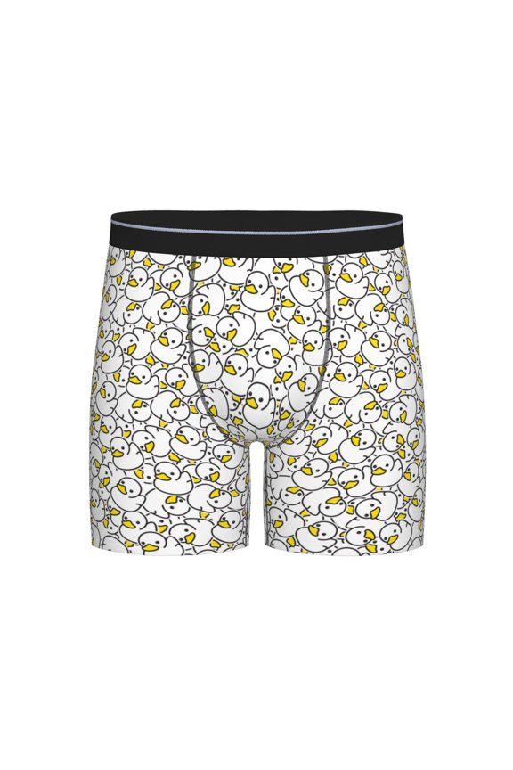 Ducky Print Boxer Briefs for Men's Stretch Moisture-Wicking Underwear, Mid-Rise Classics breathable fabric