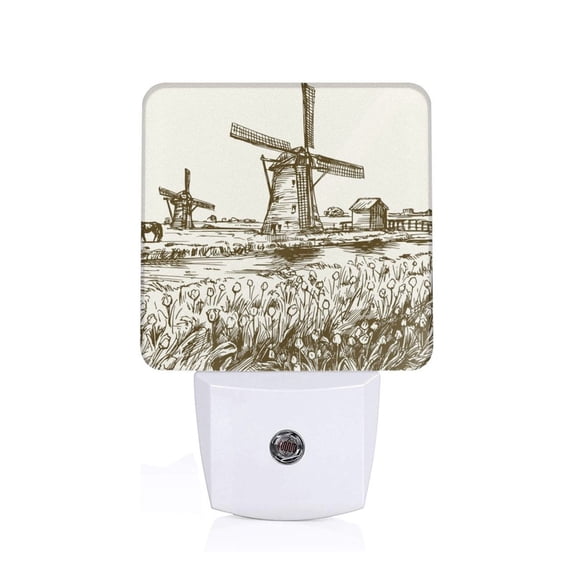 Xecao Dutch Windmill for Night Light - a Wall-mounted LED Fixture with A Dusk-to-dawn Sensor, Ideal for Bedrooms, Bathrooms, Hallways, and Kitchens-US