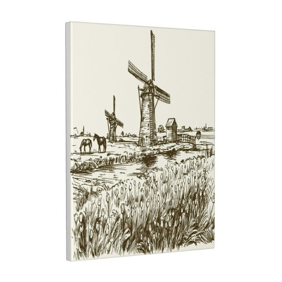 Xecao Dutch Windmill for Ready-to-Hang Canvas Art 12x16 Inches - Waterproof HD Print Solid Wood Frame for Gifting,Vertical