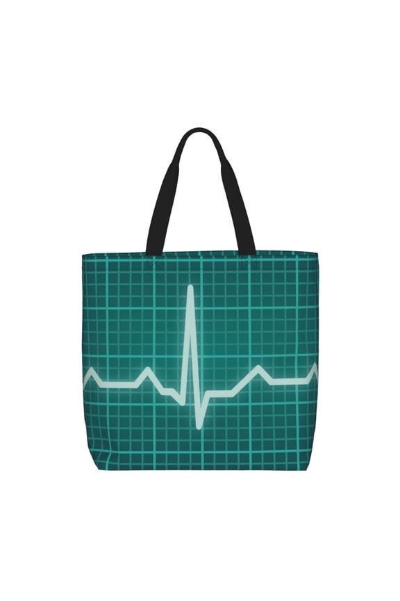 ECG Wave for Tote Bag: spacious with inner pockets, ideal for work, shopping, or travel.
