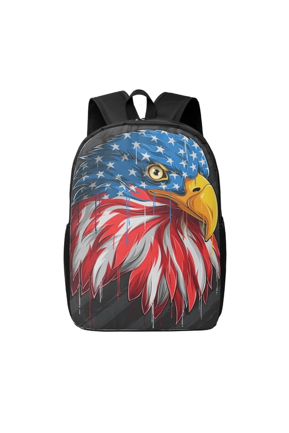 Eagle Head With American Flag print Travel Backpack, Large Computer Backpack for Men Women, College School Rucksack Book Bag