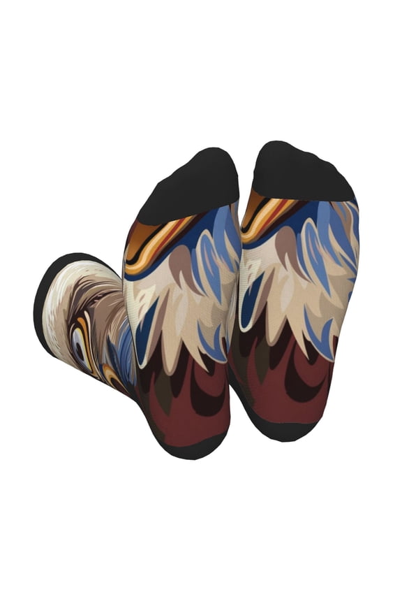 Eagle With USA Flags Print Crew Socks for Men and Women, Men's Soft Moisture-wicking Sock