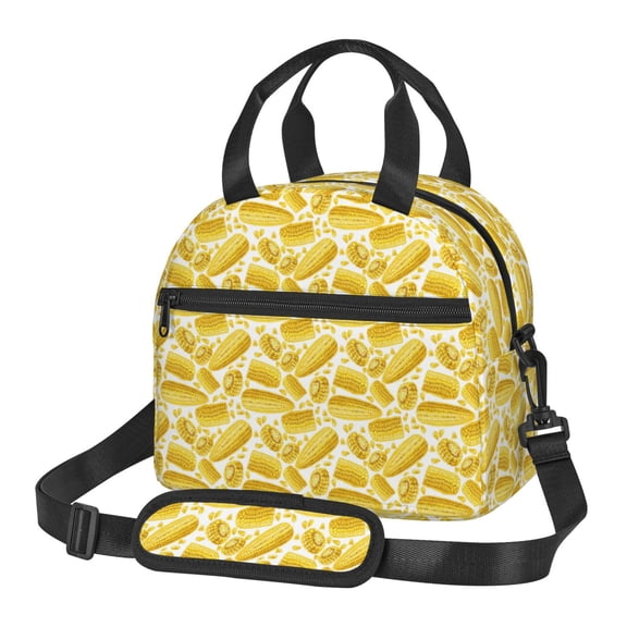 Xecao Ears Of Corn Print Insulated Lunch Box, Lunch Cags Lunch Bag Featuring An Adjustable Shoulder Strap