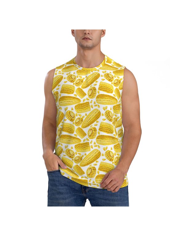 Ears Of Corn Print Men's Tank Top: Sleek Sleeveless Tee for Casual Sports and Beach Occasions-XX-Large