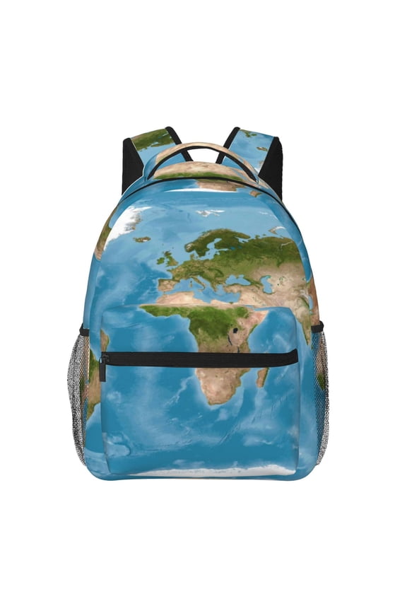 Earth View World Map Backpack, a stylish and functional choice for both men and women, is the perfect basic bookbag for college, work, or travel