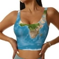 thumbnail image 1 of Xecao Earth View World Map for Sports Bra with Removable Pads, Crop Tank Top Design, Women's Longline Sports Bra - Non-Wired -, 1 of 9