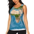thumbnail image 1 of Xecao Earth View World Map print women's scoop neck, loose-fit workout tank tops for the gym., 1 of 9
