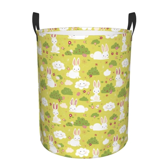 Xecao Easter Bunny Print Laundry Hamper Basket,designed for Blanket Storage and Nursery Clothes in the Bedroom