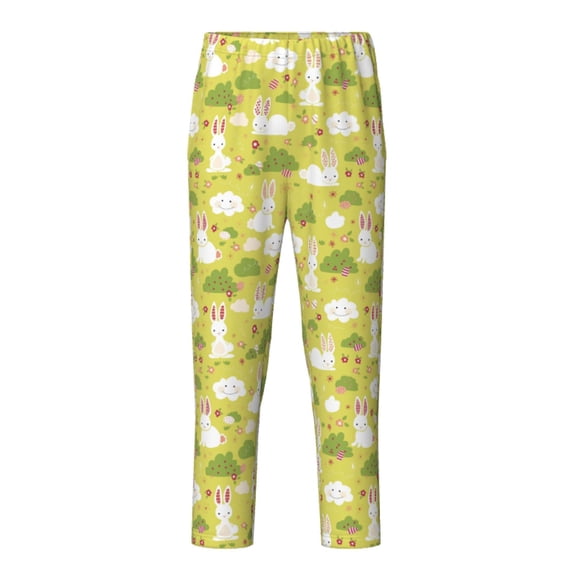Xecao Easter Bunny Print Teenagers' Pajama Pants Long Sleep Pants Soft Elastic Waist Pajama Bottoms Elastic waist with 2 Pockets 5-16 Years-XS(5-6)