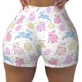 thumbnail image 1 of Xecao Easter Colorful Rabbit Print Workout Shorts for Women Soft Smooth Gym Yoga Scrunch Active Tennis Workout Running Shorts, 1 of 9