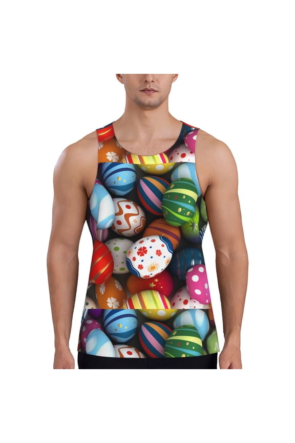 Easter Egg Men's Tank Top Workout Quick Dry Sleeveless Gym Jogging Muscle Shirts Summer Swim Beach Tops