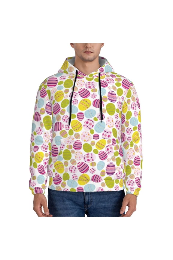 Easter Egg Pattern Men's Adult Pullover Hoodie,Hooded Sweatshirt-Large