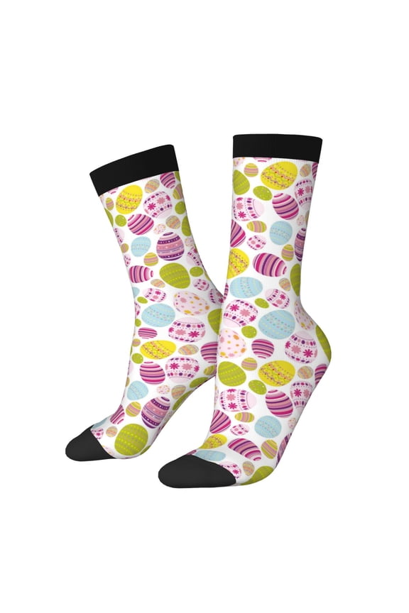 Easter Egg Pattern Sport Socks for Women and Men Crew Socks Sporty Calf Socks Casual Socks