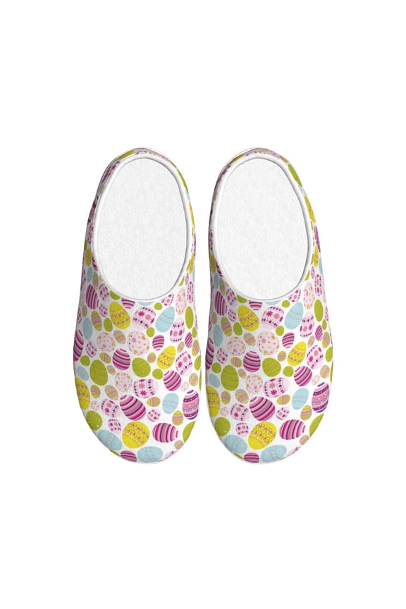Easter Egg Print Cotton Slippers Fuzzy Warm Cozy Slippers Non Slip House Slippers For Indoor Outdoor Cotton Slippers House Slippers-13