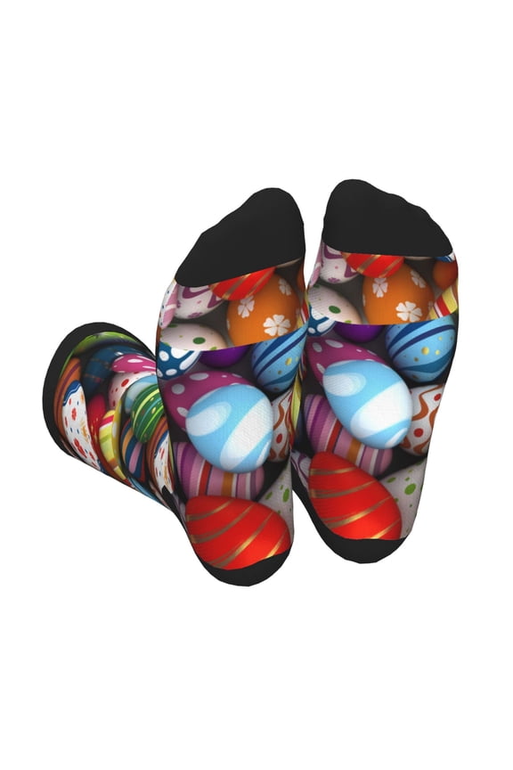 Easter Egg Print Crew Socks for Men and Women, Men's Soft Moisture-wicking Sock