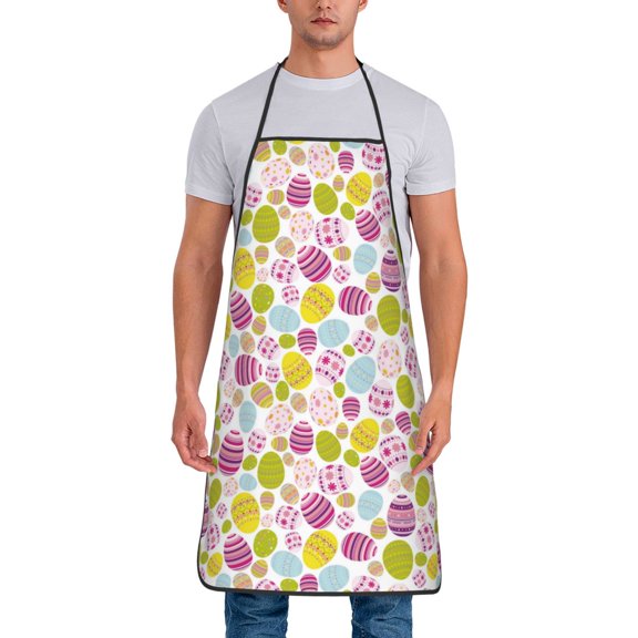 Xecao Easter Egg Print Funny BBQ Chef Aprons for Men Women,Adjustable Kitchen Cooking Aprons with Pocket Waterproof Oil Proof No Pilling Fading