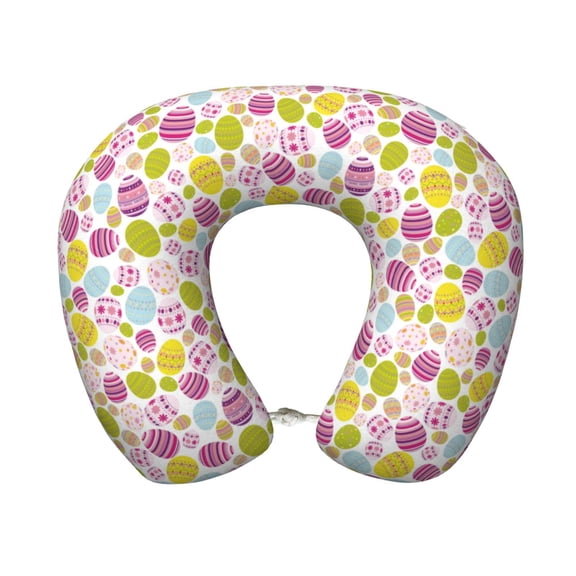 Xecao Easter Egg Print Memory Foam Cervical Neck Pillow Versatile U-Shaped Pillows for Home,Office,Camping,Travelling,Soft Washable Cover