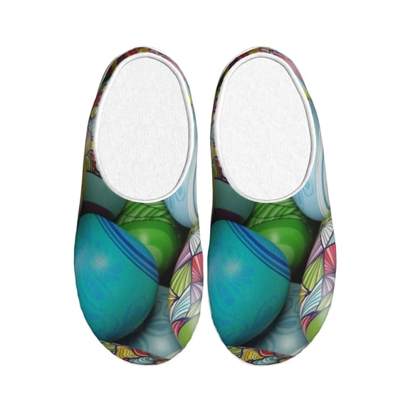 Xecao Easter Egg1 Print Cotton Slippers Fuzzy Warm Cozy Slippers Non Slip House Slippers For Indoor Outdoor Cotton Slippers House Slippers-11