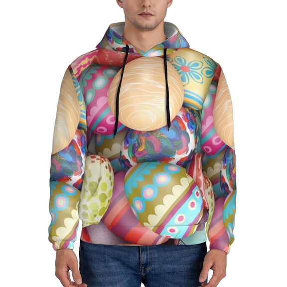 Xecao Easter Eggs Pattern Men's Adult Pullover Hoodie,Hooded Sweatshirt-Small