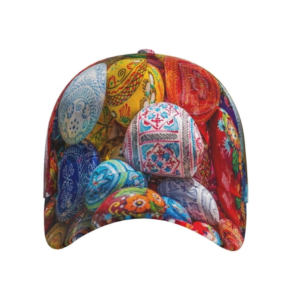 Xecao Easter Eggs for Baseball Cap: Unisex, crafted from classic polyester twill fabric, featuring a soft unconstructed design