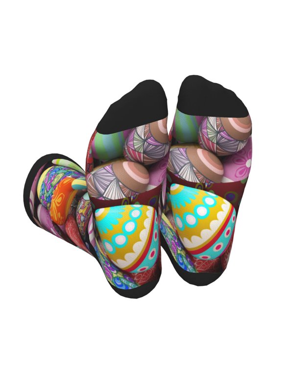 Easter Eggs1 Print Crew Socks for Men and Women, Men's Soft Moisture-wicking Sock