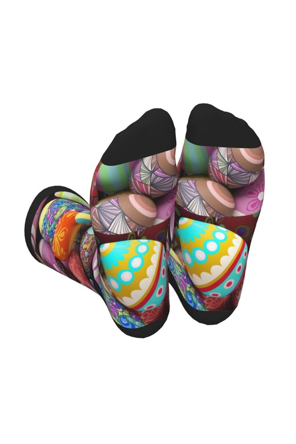 Easter Eggs1 Print Crew Socks for Men and Women, Men's Soft Moisture-wicking Sock