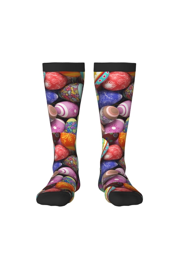 Easter Eggs1 print thigh-high socks, crafted for both men and women with a stretchy, high-opaque design perfect for daily wear