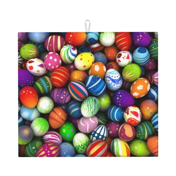 Xecao Easter Eggs2 Print Dish Drying Mat for Kitchen Counter,Absorbent Coffee Bar Mat, Dish Drainer Rack Mats,Dining Room Decoration