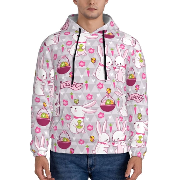 Xecao Easter Rabbit Pattern Men's Adult Pullover Hoodie,Hooded Sweatshirt-Small