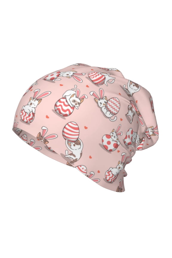 Easter Rabbit Print Beanie Hat Toddler Girls Boys, Baby Hats Winter Warm Knitted Thermal, Kids Winter Caps