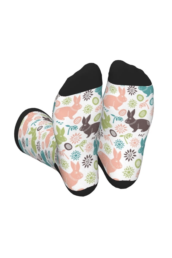 Easter Rabbit Print Crew Socks for Men and Women, Men's Soft Moisture-wicking Sock