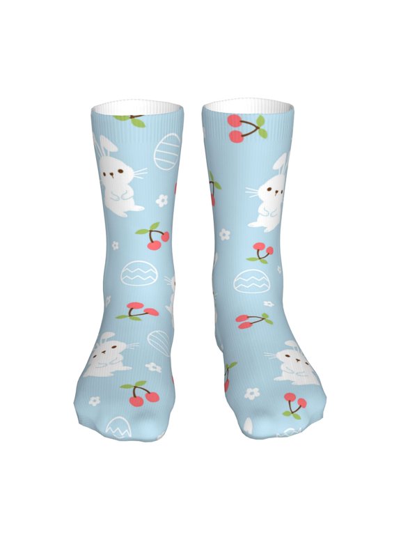 Easter Rabbit Print Fashion No Heel Casual Crew Socks Cushioned Breathable for Men Women - Moisture wicking,Not easy to fade Suitable for daily