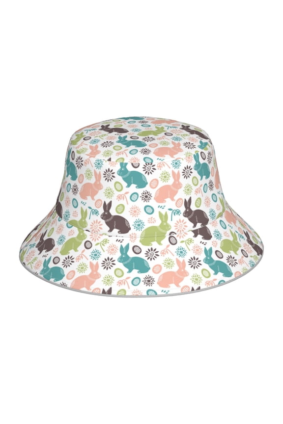 Easter Rabbit Print Men and Women Night Reflective Hat Runner Cap Visor Bucket Hat Boonie Cap