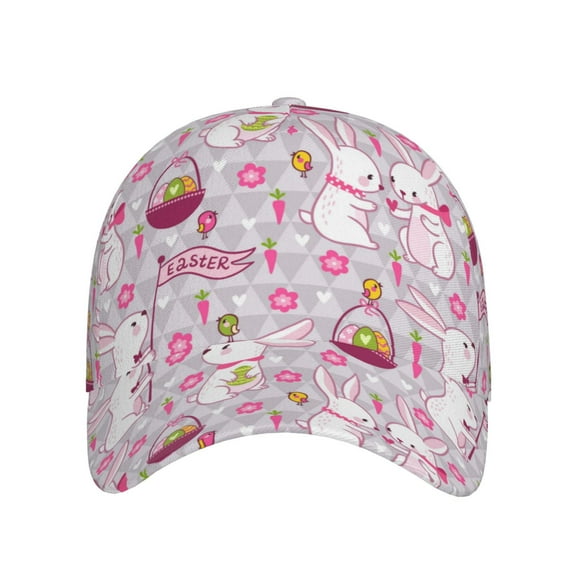 Xecao Easter Rabbit for Baseball Cap: Unisex, crafted from classic polyester twill fabric, featuring a soft unconstructed design