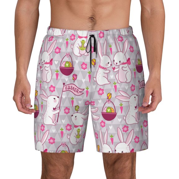 Xecao Easter Rabbit for Men's Swimming Trunks Swim Trunks Quick Dry Swim Shorts with Mesh Lining Funny Swimwear Bathing Suits