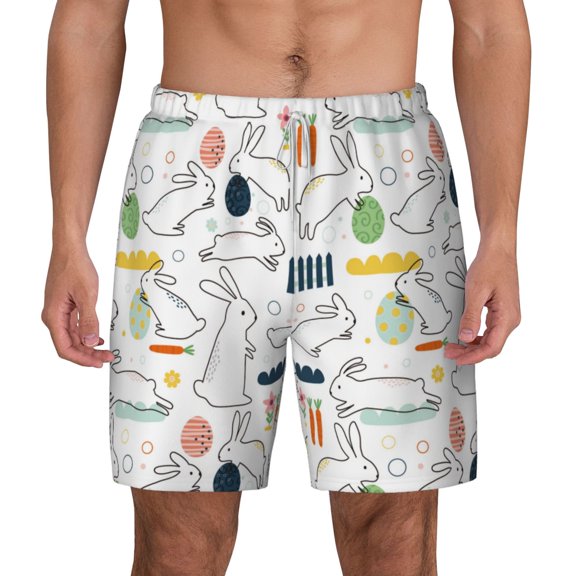 Xecao Easter Rabbit for Men's Swimming Trunks Swim Trunks Quick Dry Swim Shorts with Mesh Lining Funny Swimwear Bathing Suits