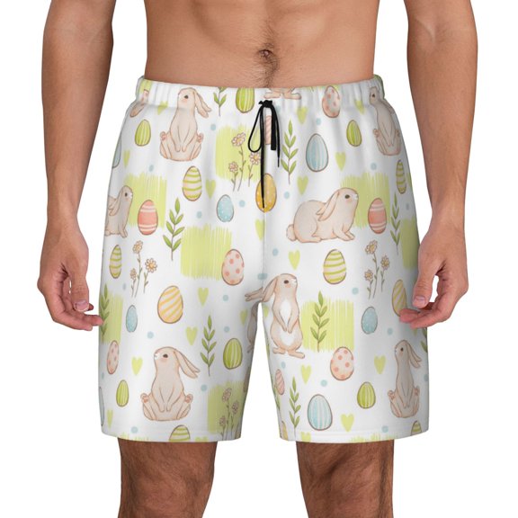 Xecao Easter Rabbit for Men's Swimming Trunks Swim Trunks Quick Dry Swim Shorts with Mesh Lining Funny Swimwear Bathing Suits