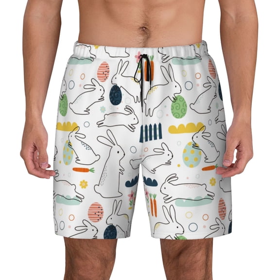 Xecao Easter Rabbit for Men's Swimming Trunks Swim Trunks Quick Dry Swim Shorts with Mesh Lining Funny Swimwear Bathing Suits