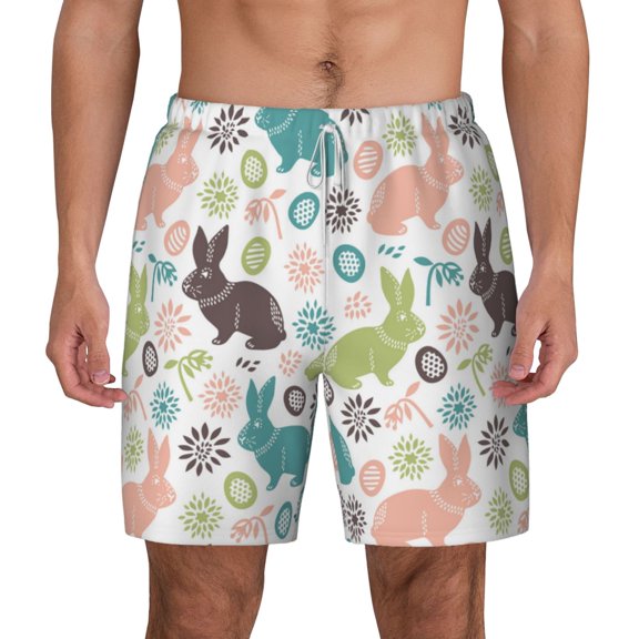 Xecao Easter Rabbit for Men's Swimming Trunks Swim Trunks Quick Dry Swim Shorts with Mesh Lining Funny Swimwear Bathing Suits