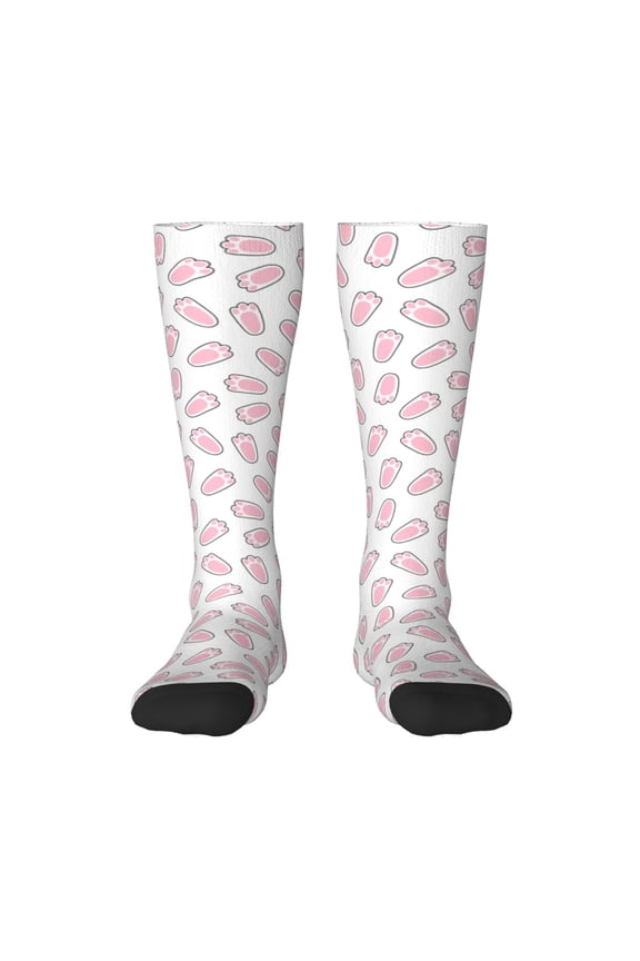 Easter bunny footprint Print Compression Socks for Both Men And Women for Running, Travel, Flight, Nurse