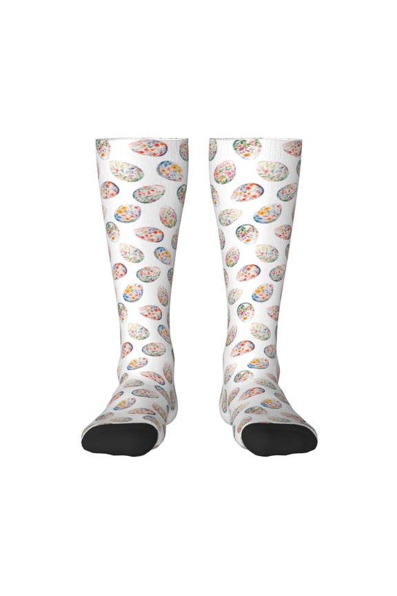 Easter eggs with flowers Print Compression Socks for Both Men And Women for Running, Travel, Flight, Nurse