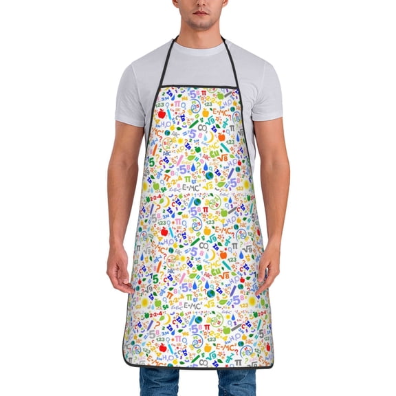 Xecao Education And Science Print Funny BBQ Chef Aprons for Men Women,Adjustable Kitchen Cooking Aprons with Pocket Waterproof Oil Proof No Pilling Fading