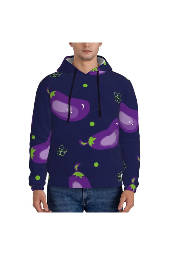 Eggplant Pattern Men's Adult Pullover Hoodie,Hooded Sweatshirt-XX-Large