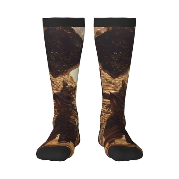 Xecao Egyptian Cat Pharaoh Magic Print Compression Socks for Both Men And Women for Running, Travel, Flight, Nurse
