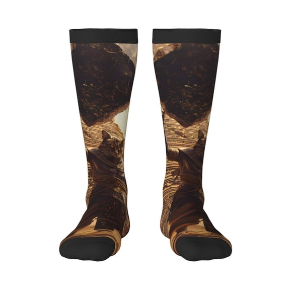 Xecao Egyptian Cat Pharaoh Magic Print Compression Socks for Both Men And Women for Running, Travel, Flight, Nurse