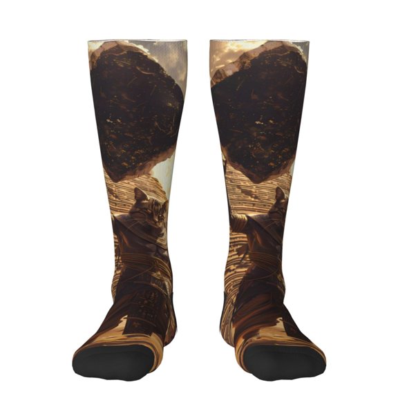 Xecao Egyptian Cat Pharaoh Magic Print Compression Socks for Both Men And Women for Running, Travel, Flight, Nurse