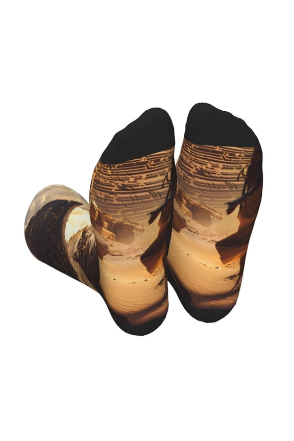 Egyptian Cat Pharaoh Magic Print Crew Socks for Men and Women, Men's Soft Moisture-wicking Sock