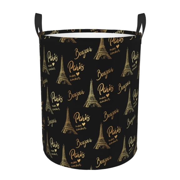 Xecao Eiffel Tower Print Laundry Basket,Laundry Hamper Designed for Storage Dirty Clothes Hamper,Collapsible Laundry Baskets-Small