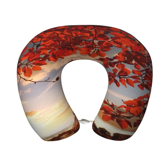 Xecao Eiffel Tower Print Memory Foam Cervical Neck Pillow Versatile U-Shaped Pillows for Home,Office,Camping,Travelling,Soft Washable Cover