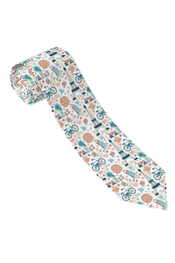 Eiffel Tower Print Tie For Men Necktie Woven Jacquard Neck Ties,Classic Men's Tie